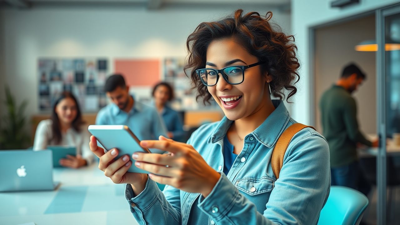 Tech-savvy marketer using mobile device to manage SMS and app ad campaigns for modern digital marketing strategy