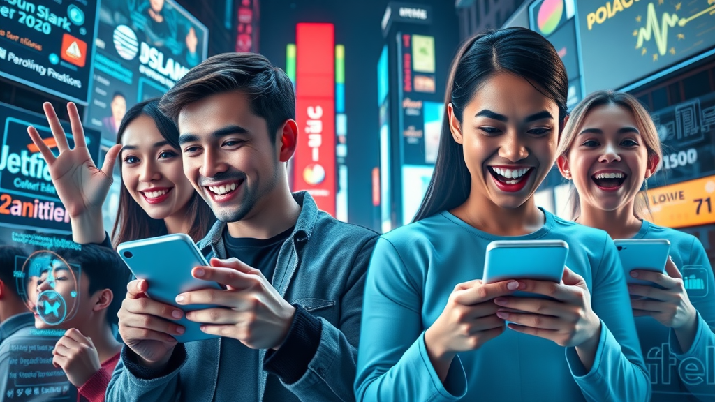 Collage of short-form video ads, AI avatars, micro-influencers, and interactive social media ad trends for 2024.