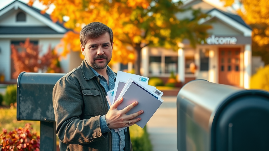 small business owner retrieving direct mail for local business advertising