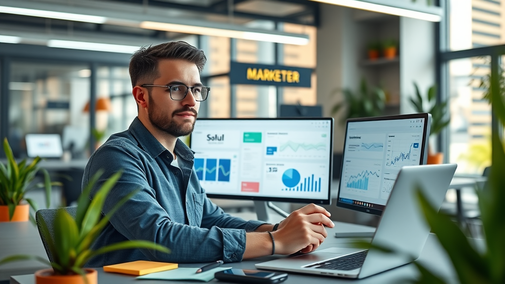 digital business advertising marketer optimizing social media and google ads