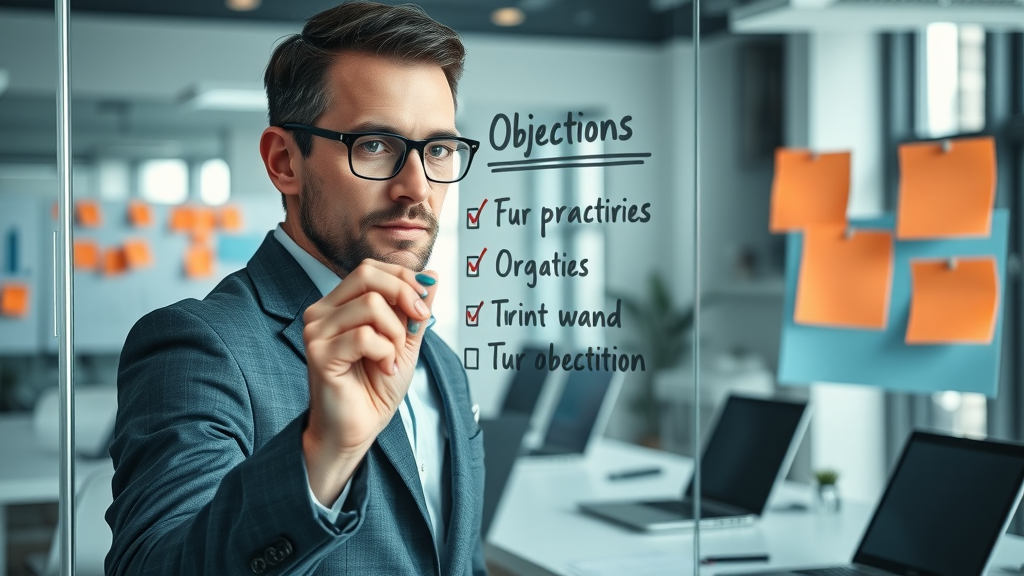 Focused marketer setting SMART goals for a digital media campaign in a modern office, illustrating strategic planning and digital marketing success.