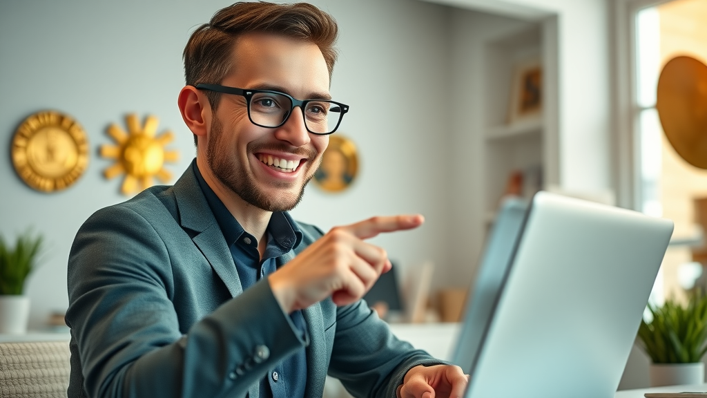 Business owner reviewing targeted ad campaign results with rising conversion graph