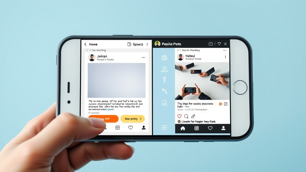 paid social media ads vs organic posts split screen smartphone interface