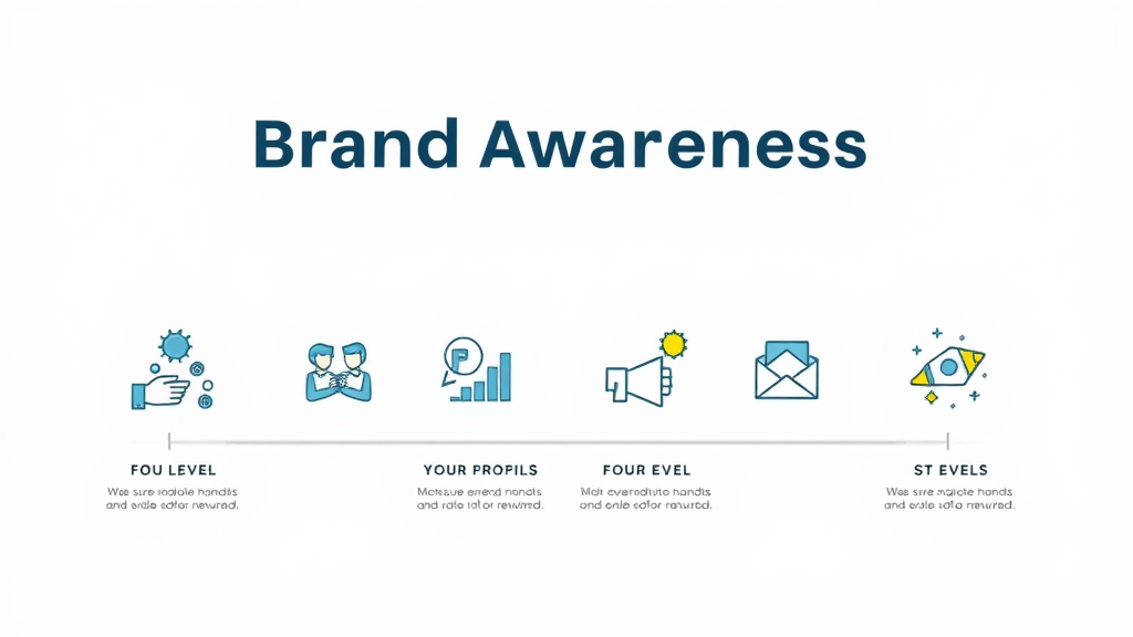 Professional infographic illustrating the four levels of brand awareness using generic icons
