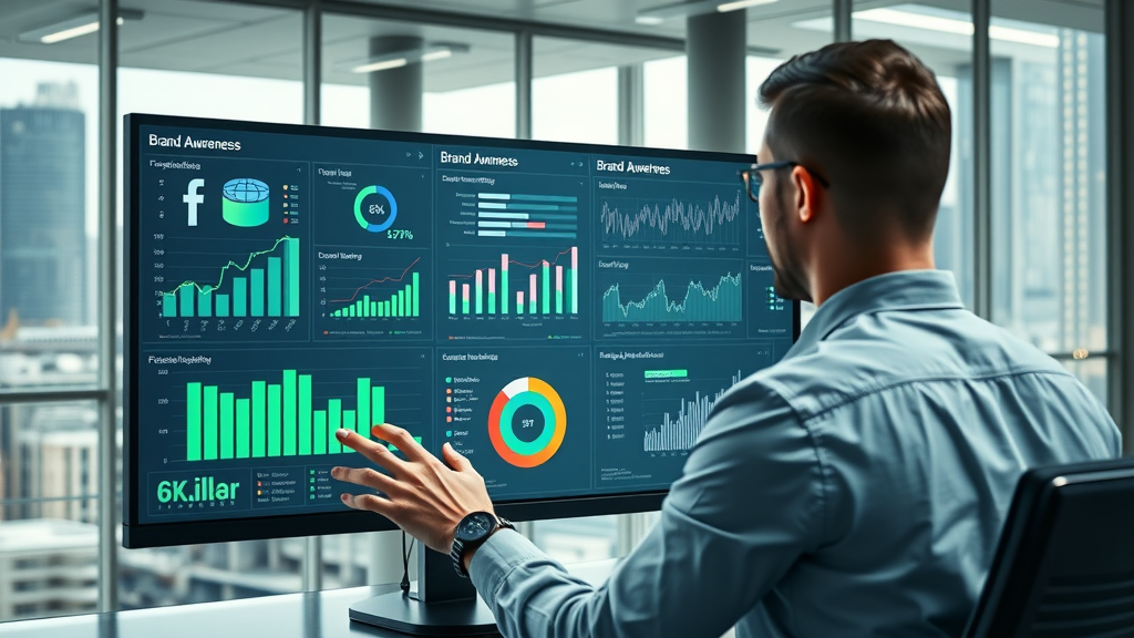 Detailed dashboard interface showing brand awareness metrics - measuring brand awareness with analytical tools